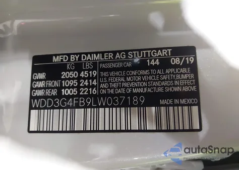 2020 Mercedes-Benz A 220 4Matic from USA, damaged, VIN WDD3G4FB9LW037189